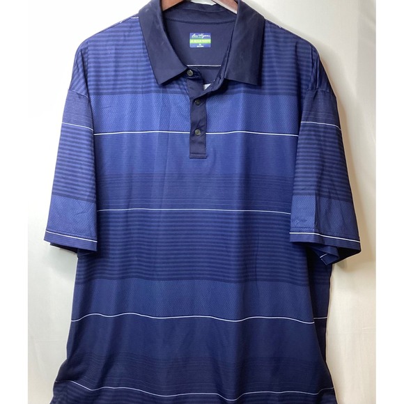 Ben Hogan Performance Golf Polo Shirt 2XL Blue Striped 30% Recycled Polyester‎ - Picture 5 of 11